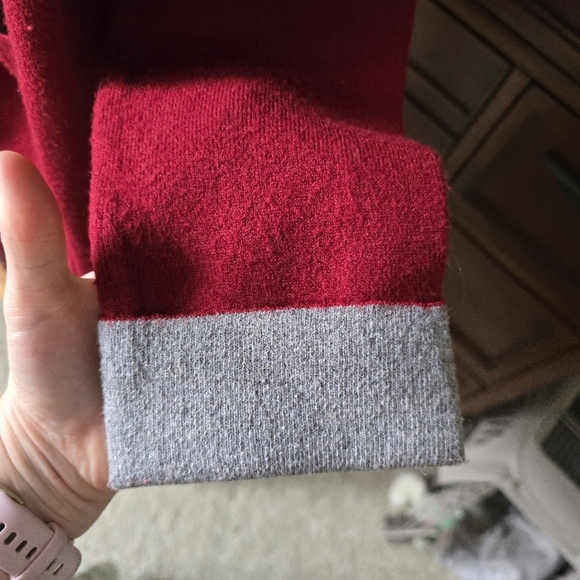 Oliver Red and Gray Open Front Wool Blend Coat - Picture 7 of 9